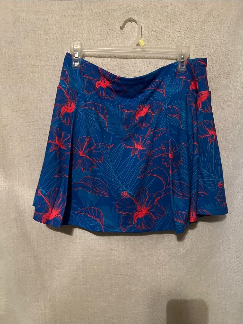 Bright Blue Tennis Skort withRed Hibiscus Print